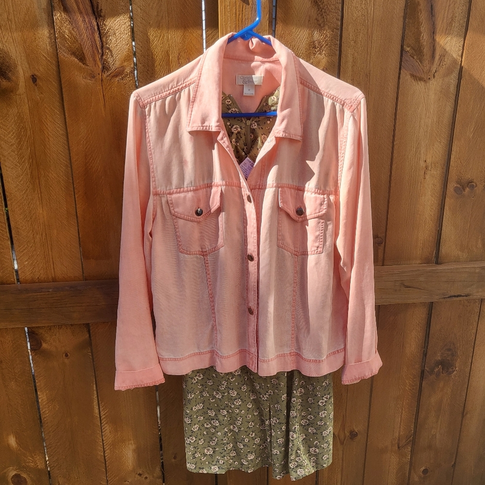 Christopher & Banks Peach Chambray Denim Jacket